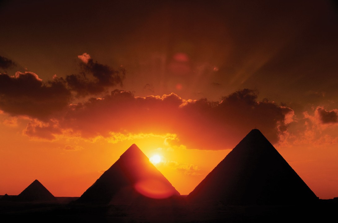 Sunset at the pyramids.