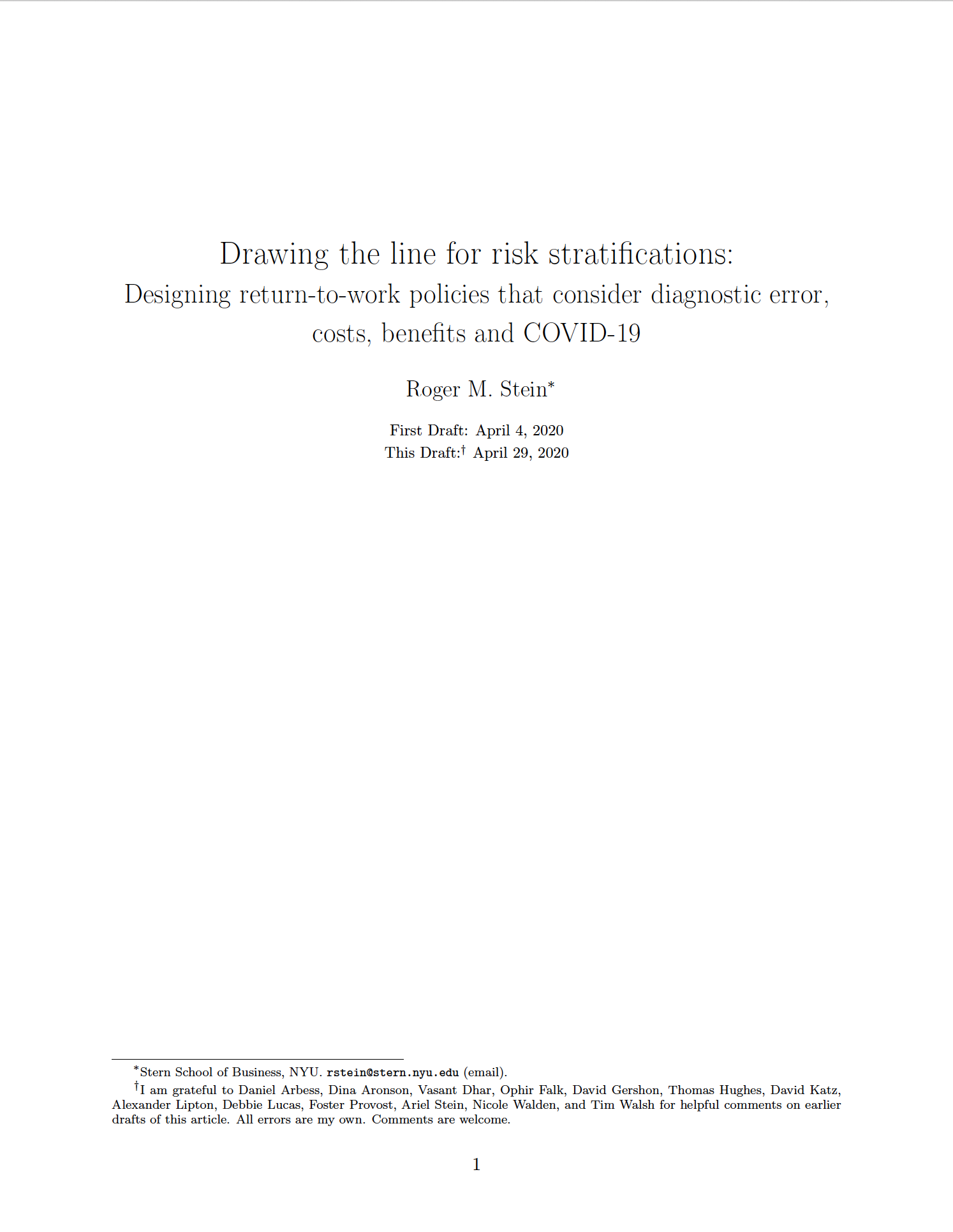Drawing the line for risk stratifications - title image - Title page of white paper