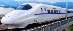 Sleek white modern speed train