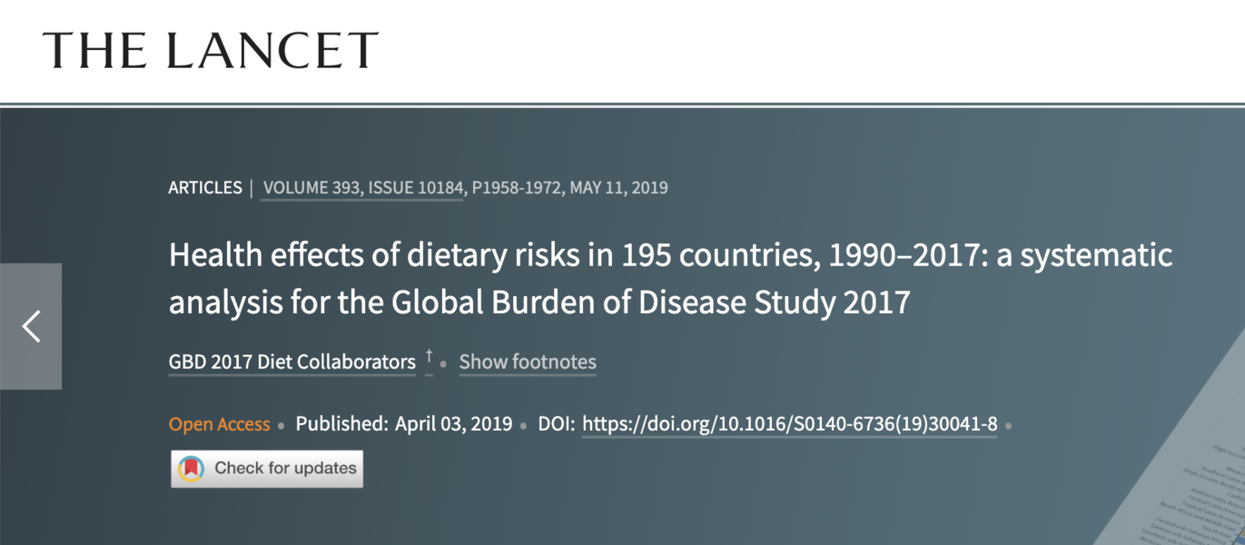 Now You Know. Screenshot from The Lancet article on Dietary Risks